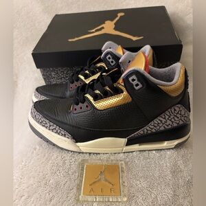Nike Air Jordan 3 Retro Black Cement Gold